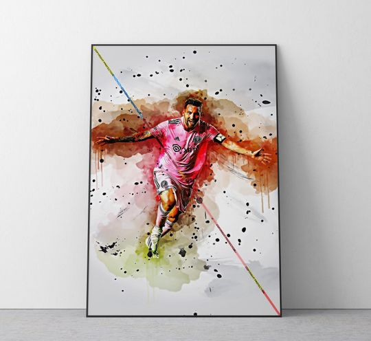 Lionel Messi Inter Miami Poster Football Wall Art Print