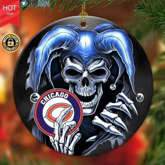 Chicago Football Bears Team Christmas Ceramic Ornament Gift Decor