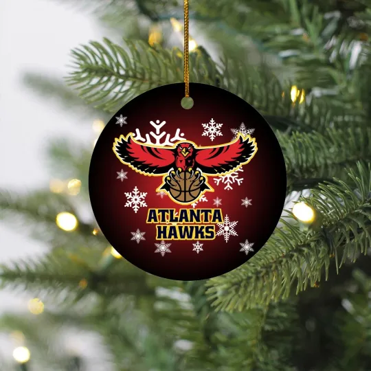 Discover Personalized Atlanta Basketball Hawks Team Christmas Ceramic Ornament Gift Decor