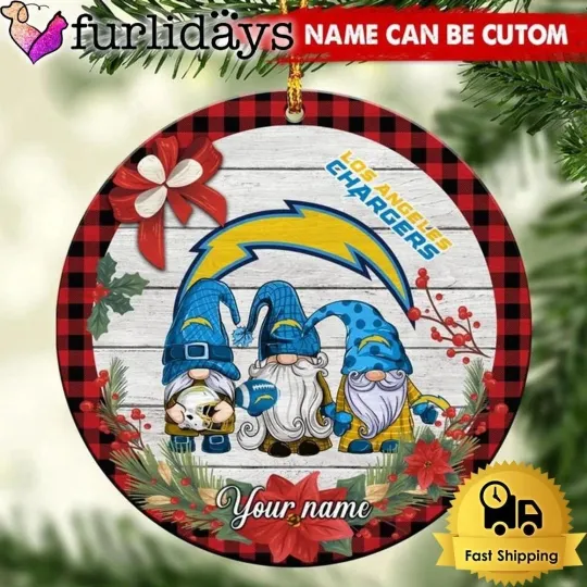 Discover Personalized Los Angeles Football Chargers Team Christmas Ceramic Ornament Gift