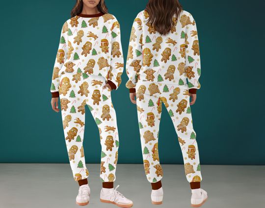 Christmas Gingerbread Wars Silky Satin Pajama Set For Women And Kids