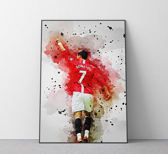 Cristiano Ronaldo Poster Manchester United Football Wall Art Vertical Print