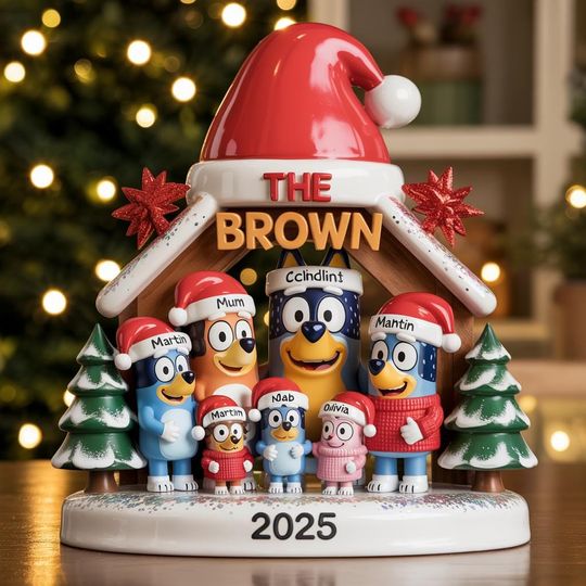 Personalized BlueyDad Family Plaque, Custom Acrylic Christmas Tree Decoration, Holiday Keepsake, Unique Xmas Gift 2025