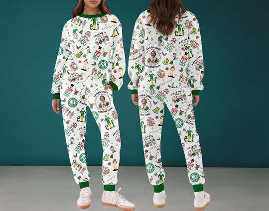 Discover Elf Movie Christmas Pajamas Set Family,  Funny Holiday Jogger Outfit