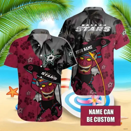 Discover Personalized Dallas Stars Tiki Surf Hawaiian Shirt Aloha Beach Shirt Summer