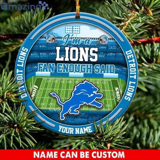 Discover Personalized Detroit Football Lions Team Christmas Ceramic Ornament Gift Decor