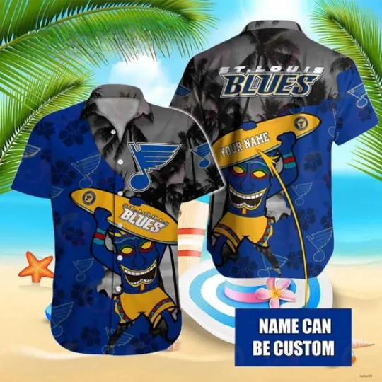 Discover Personalized St. Louis Blues Tropical Surf Hawaiian Shirt Aloha Beach Shirt