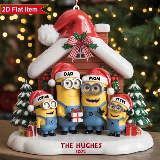 Discover Custom Minion Family Ornament 2025, 2D Acrylic Flat Onament, Minion Ornament, Family Christmas Gift, Christmas Tree Decor Keepsake