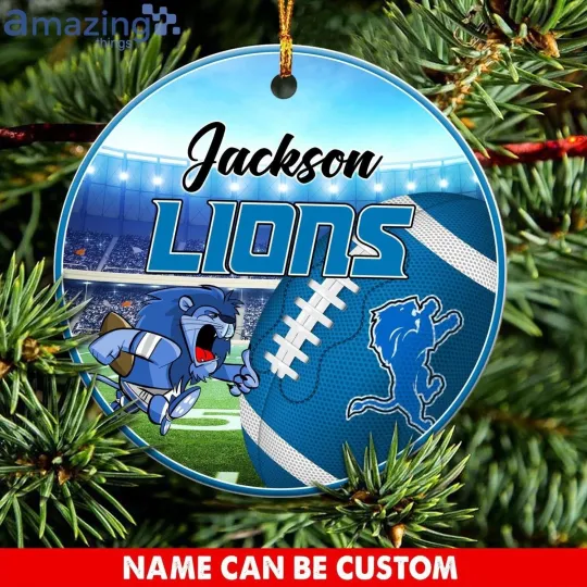 Discover Personalized Detroit Football Lions Team Christmas Ceramic Ornament Gift Decor