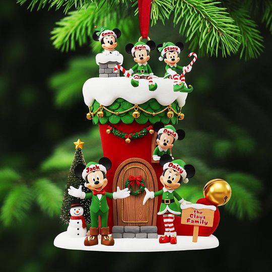 Discover Personalized Gifts For Christmas, Elf Family Acrylic Ornament, Custom Disney Family Ornament, Disney Mickey and Friend Christmas Tree,Mickey