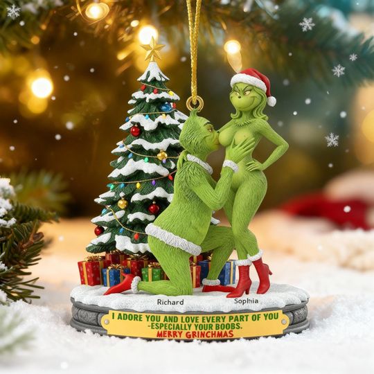 Discover Funny funny character Christmas Ornament, Personalized Couple Acrylic Ornament, Cute Green Monster Xmas Decoration, Holiday Tree Gift for Him Her 2