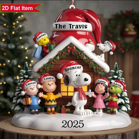 Discover Personalized Snoopy Family Ornament 2025, 2D Acrylic Flat Onament, Family Christmas Gift, Xmas Gift, Christmas Tree Decor, Holiday Keepsake