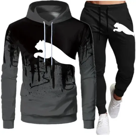 Discover Mens New Tracksuit Hoodies+Black Sweatpants Male Casual Sports Jogging Set - Hot