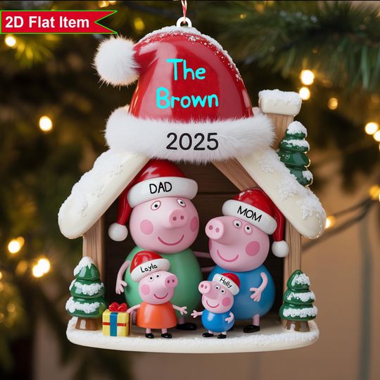 Discover Personalized Family Pig Family Ornament 2025, 2D Acrylic Flat Onament, Family Pig Family Christmas Gift, Christmas Tree Holiday Keepsake