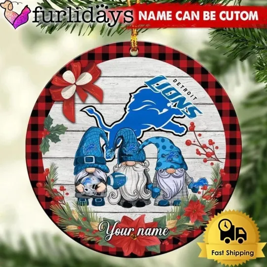 Discover Personalized Detroit Football Lions Team Christmas Ceramic Ornament Gift Decor