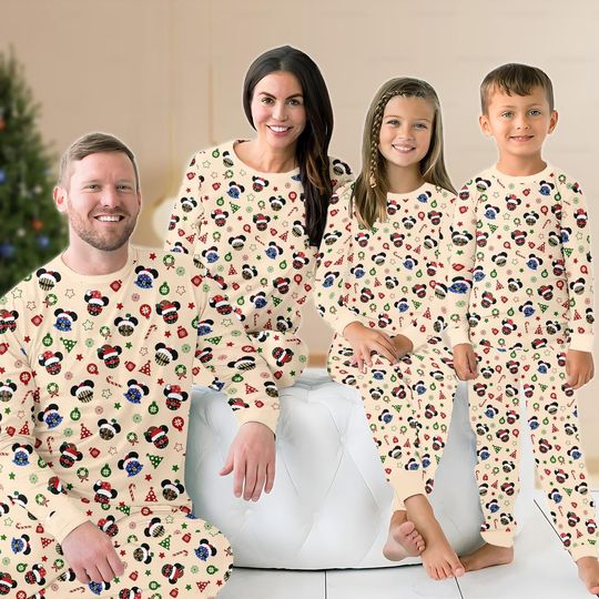 Discover Mickey Head Christmas Family Pajamas Set, Mickey Mouse Matching Pajamas