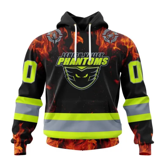 Discover Personalized Lehigh Valley Phantoms Honoring Firefighters Hoodie Pullover Gift