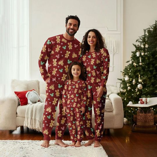 Discover Christmas Mickey Gingerbread Matching Family Pajamas Set, Merry Christmas Pajamas