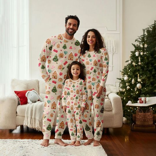 Christmas Gingerbread Matching Family Pajamas Set, Merry Christmas Pajamas