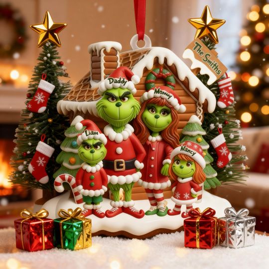 Discover Personalized funny character Family Ornament, Custom Our Grandkids Christmas Ornament, Acrylic Holiday Keepsake