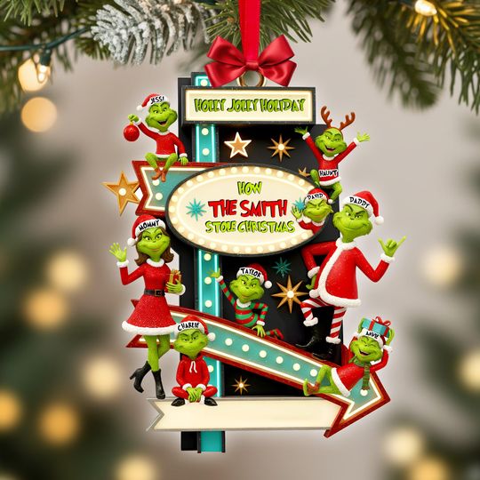 Discover Personalized Family funny character Christmas Ornament, Acrylic Holiday Decor