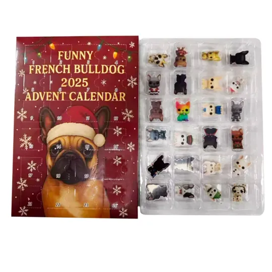Discover Acrylic Advent Calendar Blind Box 2D French Bulldog Christmas 24-Day Countdown Decor