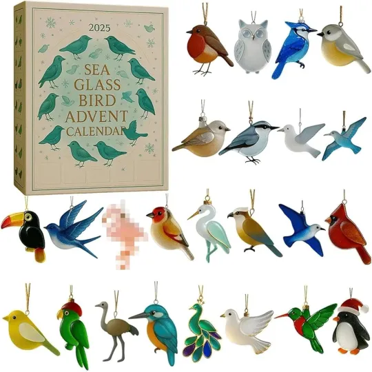 Discover Acrylic Advent Calendar 2025 Sea Glass Bird 24-Day Decor Calendar