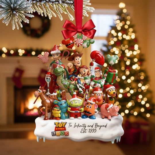 Discover Cute Toy Gang Anniversary Christmas Movies Collection Stack Ornament, 90s Movie Christmas Ornament, Vintage Xmas Ornament