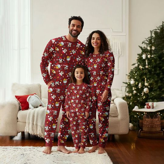 Discover Disney Mickey And Friends Christmas Lighting Matching Family Pajamas Set