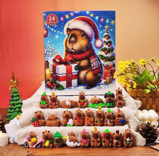 Discover Capybara Christmas Advent Calendar | 24 Resin Figurines, Holiday Countdown