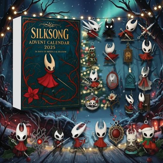 Hollow Knight Silksong Acrylic Advent Calendar 2025 with 24 Charms - Hornet & Knight Ornaments, Gamer Gift