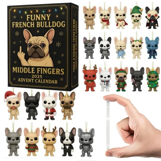 Discover Funny Middle Finger French Bulldog 24-Day Advent Calen dar◇