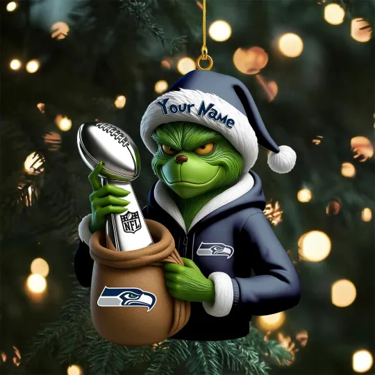 Personalized Seattle Football Team Seahawks Christmas Ornament Holiday Gift