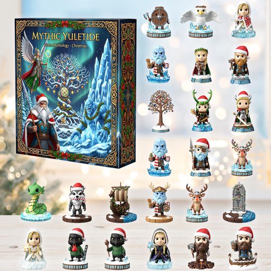 Discover Mythology Christmas Ornament Set, Viking Decor, Yule Gift, Advent Calendar, Asgard God Present