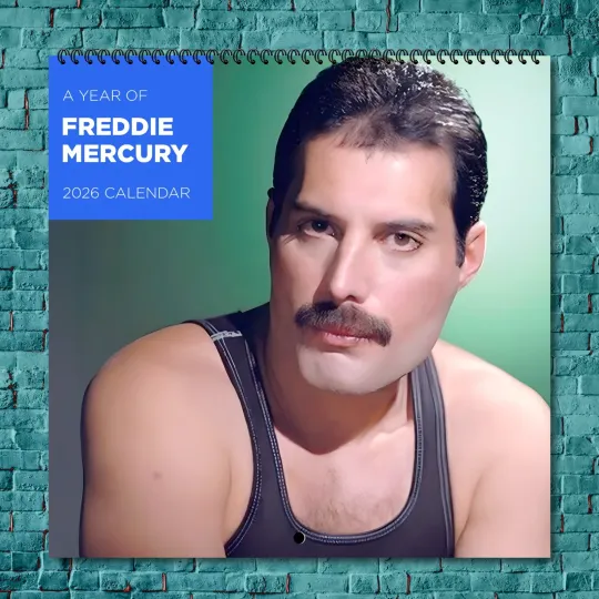 Discover Freddie Mercury 2026 Wall Calendar, 12-Month Celebrity Calendar Fan Gift