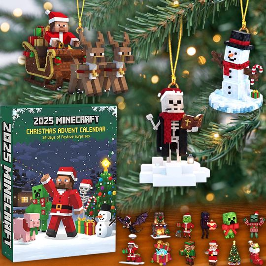Discover Acrylic Advent Calendar Blind Box Pixel Art Video Game Decor Cube Character Gift Christmas Ornament