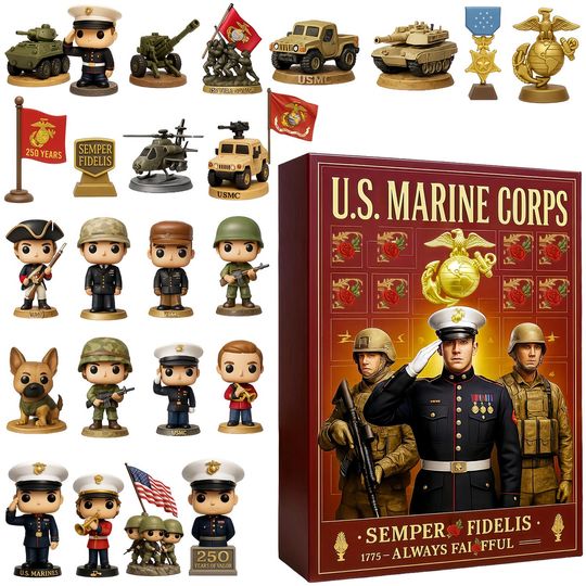 US Marine Corps Advent Calendar 2025, 24 Day Frog Figurines : Vintage Christmas Ornament Countdown
