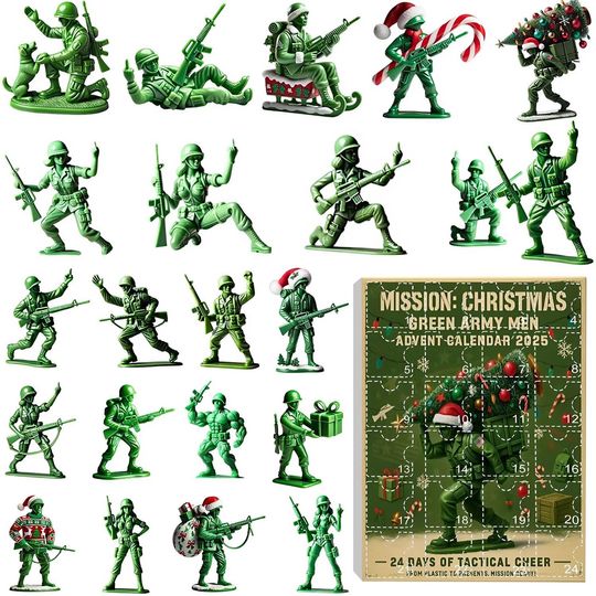 Discover U.S Amy Advent Calendar 2025, 24 Day U.S Amy Figurines : Vintage Christmas Ornament Countdown