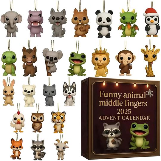 Discover Animal Advent Calendar 2025, 24 Day Animal Figurines : Vintage Christmas Ornament Countdown