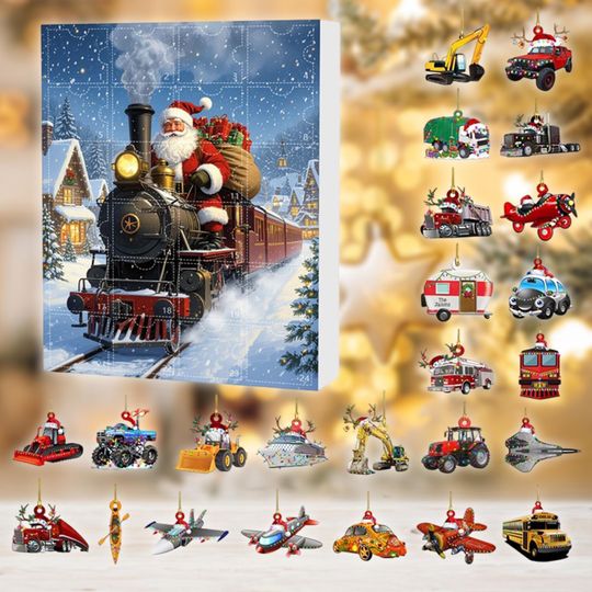 Discover Acrylic Advent Calendar Blind Box Christmas Vehicles Set 24 Days Countdown Christmas Tree Ornaments Kids Car Decor