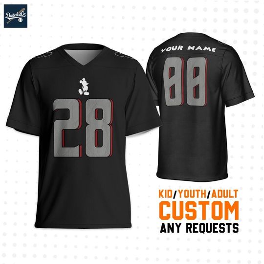 Discover Custom Disney Mickey Mouse Black Football Jersey, Custom Adult Kid Youth Football Jersey