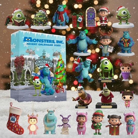 Discover Monsters Inc Acrylic Advent Calendar 2025 Pixar Christmas Countdown Collectible Figures