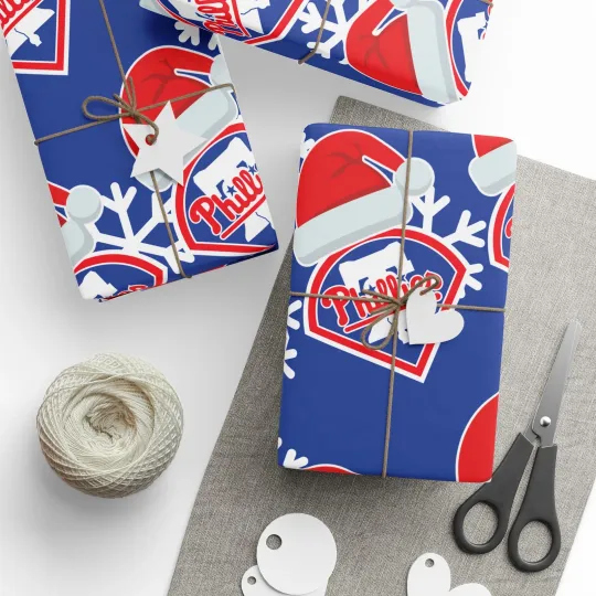 Discover MLB Wrapping Paper, Philadelphia Phillies Gift Wrap, Baseball Team Holiday