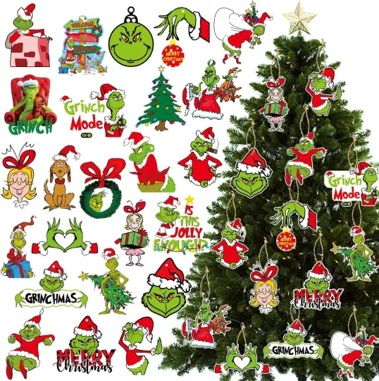Discover 24Pcs Christmas funny character Ornaments Xmas Tree Decorations 2D Hanging Figure Pendant
