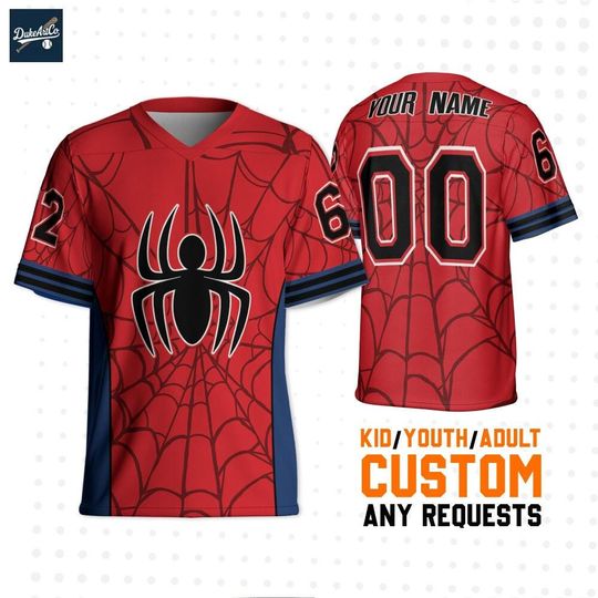 Discover Personalize Marvel Avengers Spiderman, Custom Kids Youth Adult Disney Football Jersey