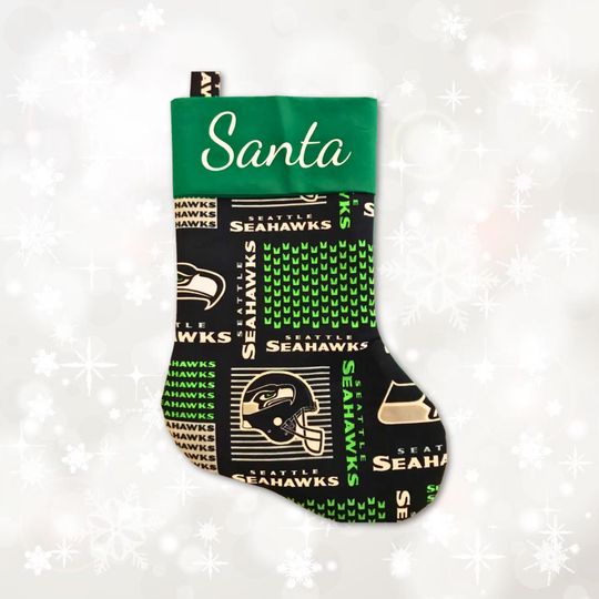 Seattle Seahawks Christmas Stocking with Custom Name