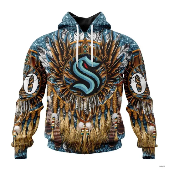 Personalized Seattle Kraken Hoodie Native American Costume Design Pullover