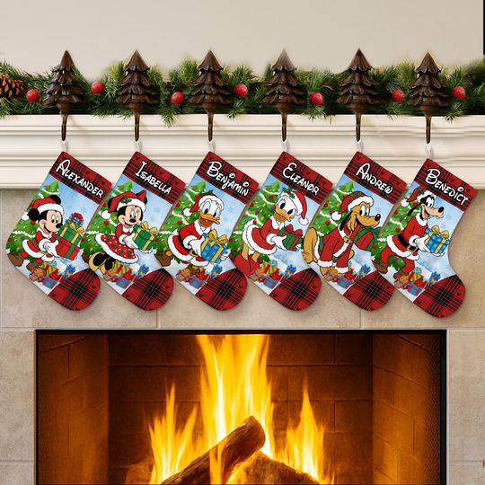 Discover Personalized Disney Mickey & Friends Stocking, Custom Mickey Minnie Christmas Stockings With Name, Disney Family Christmas Decor Gifts