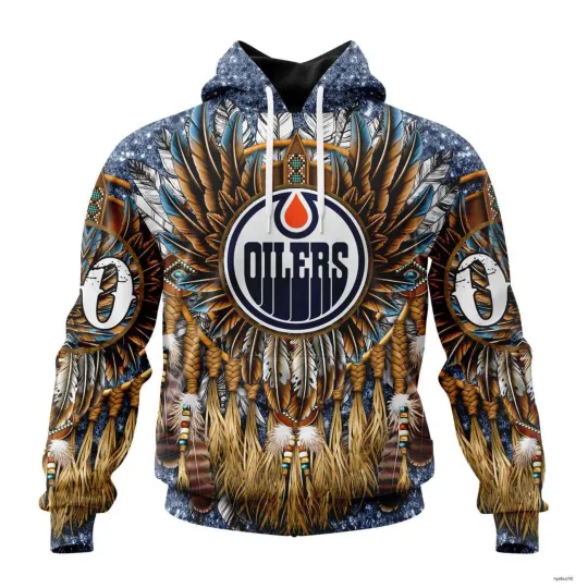 Personalized Edmonton Oilers Hoodie Pullover Special Native American Costume
