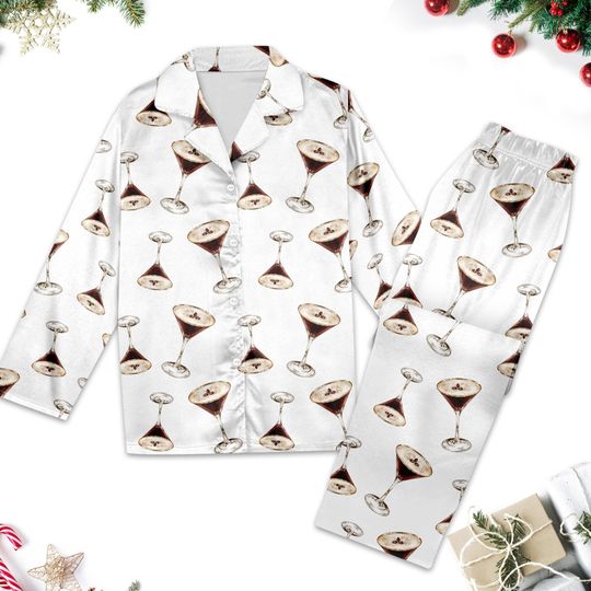Espresso Martini Christmas Pajamas, Espresso Martini Xmas Holiday Party, Espresso Martini Pajamas Gift